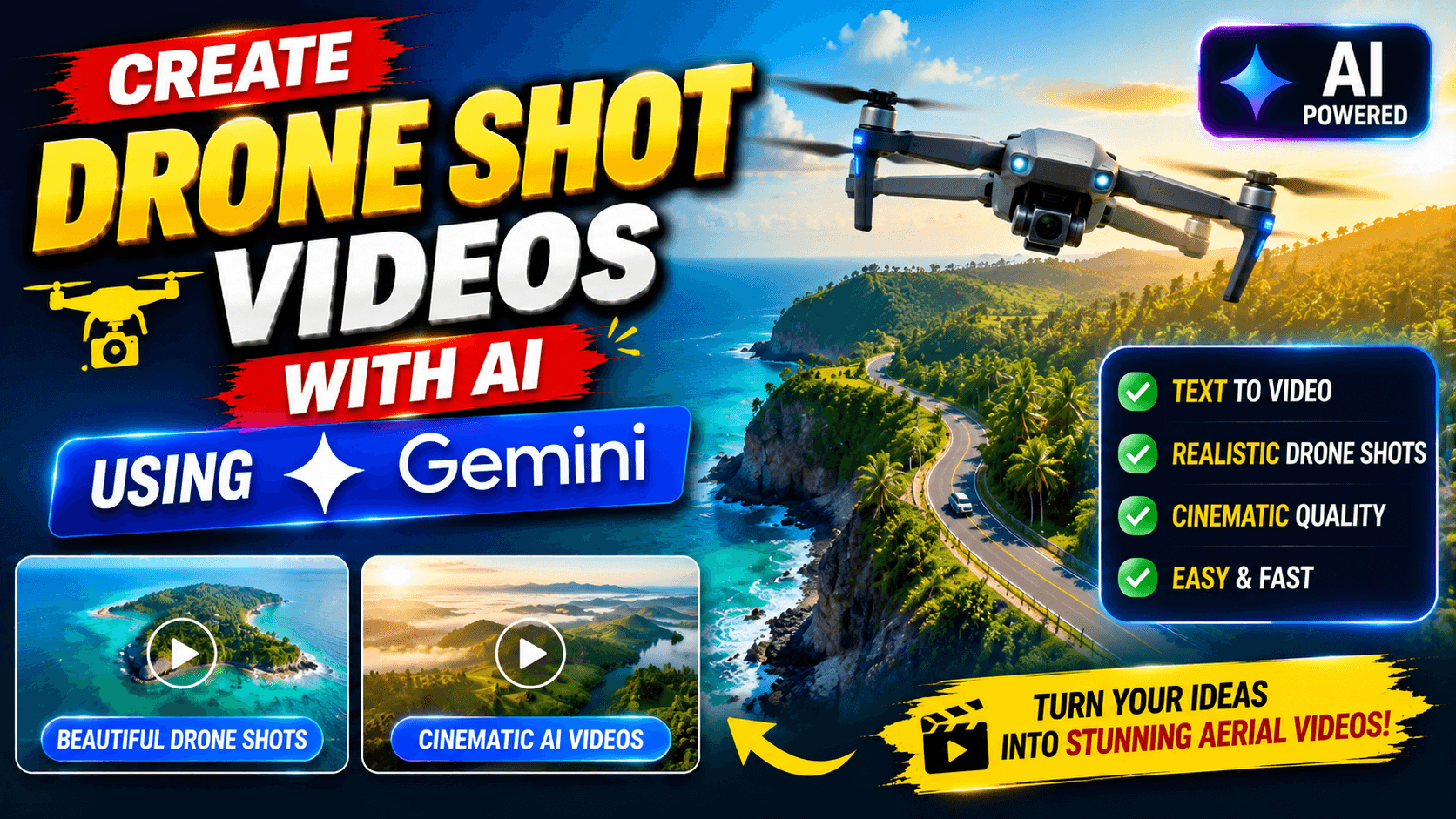 Create Drone Shot Videos with AI Using Gemini