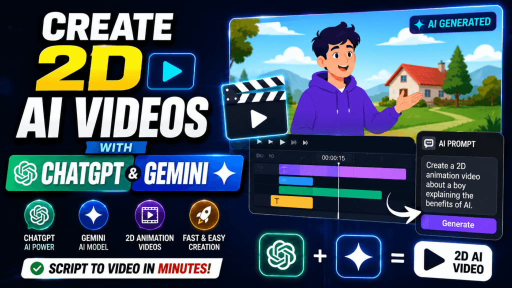 Create 2D AI Videos with ChatGPT & Gemini