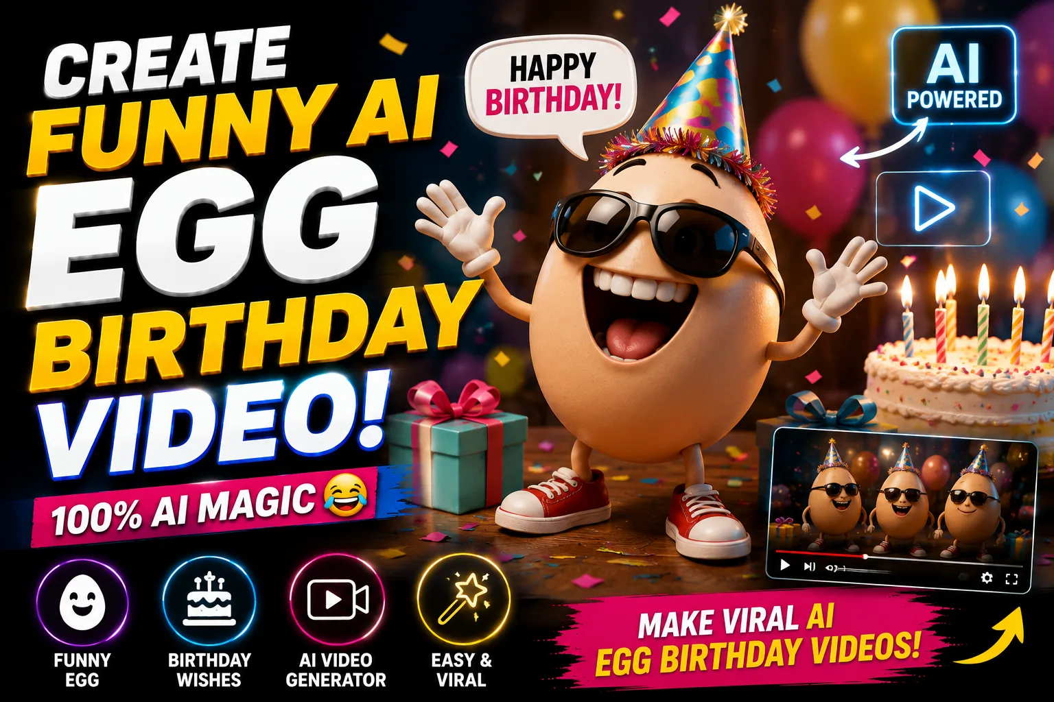 Create Funny AI Egg Birthday Video