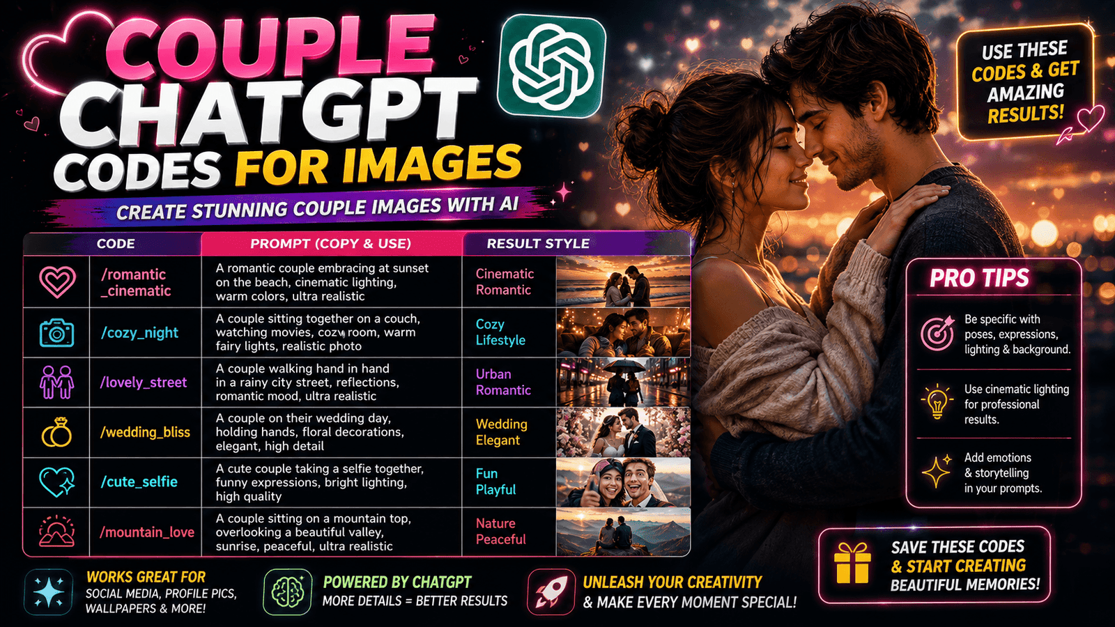 Couple ChatGPT Codes for Images